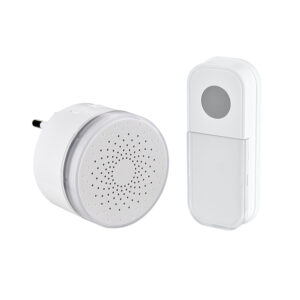 Solight bezdrôtový mini zvonček, do zásuvky, 180m, biely, learning code