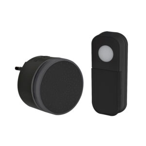 Solight bezdrôtový mini zvonček, do zásuvky, 180m, čierny, learning code