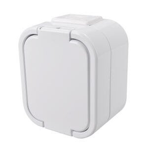 Solight zásuvka do vlhka s viečkom, biela