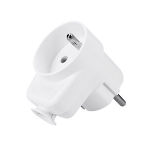 Solight zástrčka uhlová, s priebežnou zásuvkou