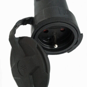 Solight zásuvka gumová do vlhka a prachu, priama, IP65, čierna