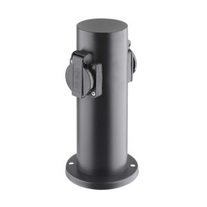 Solight záhradný stĺpik IP44, nerez oceľ, 2 zásuvky, valec, čierny